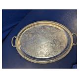 Large Ornate Oval Silver Serving Tray
