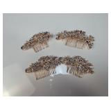 (4) Rose Gold-Tone Decorative Hair Combs