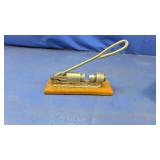 (1) Metal Lever Press Tool on Wooden Base