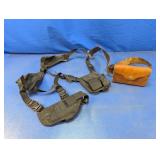 (2) Chest Holster & Leather Ammo Belt Case