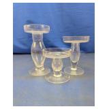 (3) Clear Glass Pedestal Candle Holders