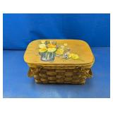 Vintage Folk Art Woven Wood Basket