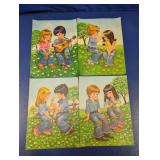 (4) Vintage Charming Children Art Prints
