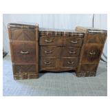 (1) Wooden Art Deco Dresser with Drawers
