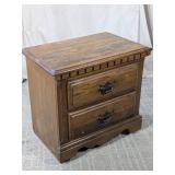 (1) Wooden Two-Drawer Nightstand