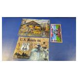 (3) Route 66 and Motorcycle Wall Art