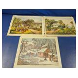 (3) Currier & Ives Homestead Prints