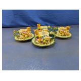 (8) Teacups and Saucers with Animal Figures