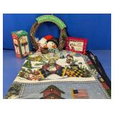 (4) Christmas Decor Lot ï¿½ Wreath, & More