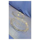 (2) Anchor Hocking Clear Glass Floral Platter