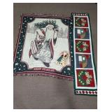 (3) Textiles Lot  Santa Throw & More