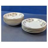(9) Gold Coast China Floral Bowls & Saucers