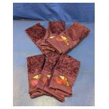 (6) Burgundy Embroidered Angel Napkins