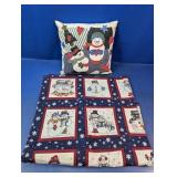 (2) Snowman Holiday Pillow & Throw Set