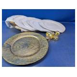 (12) Gold Textured Plastic Charger Plates with (