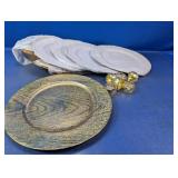 (12) Gold Textured Plastic Charger Plates with