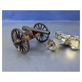 (2) Mini Cannon & Vintage Car Hood Ornament