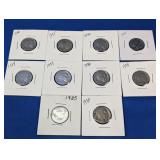 (10) Mixed Lot of 1930s U.S. Buffalo Nickels