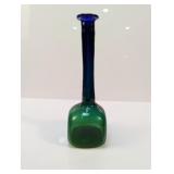(1) Tall Art Glass Vase  Blue & Green Hand-Blown