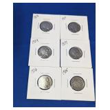 (6) Mixed Lot of 1920s U.S. Buffalo Nickels