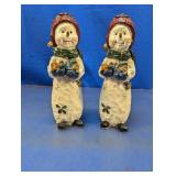 (2) Hand-Painted Snowman Figurines