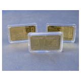 (3) Gold-Tone $100 Replica Bars