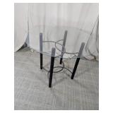 (1) Round Glass Top Metal Table