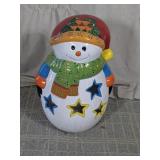 (1) Painted Ceramic Snowman Lantern