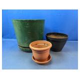 (3) Assorted Plastic Planters