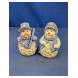 (2) Snowman Figurines  Blue Winter Theme