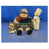 (3) Snowman Décor  Welcome Box & Figures