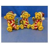 (3) Christmas Bear Figurines