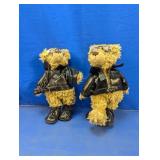 (2) Teddy Bears in Leather Outfits
