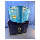 (2) Heavy-Duty Recycling & Utility Bins Duo