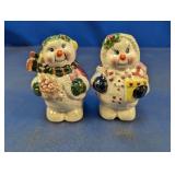 (2) Adorable Ceramic Snowman Figurines