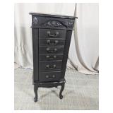 (1) Black Wooden Jewelry Armoire w/ Mirror