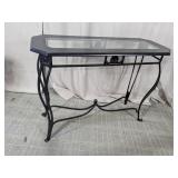 (1) Black Metal & Glass Console Table