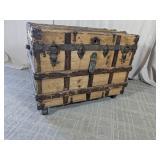 (1) Vintage Wooden Steamer Trunk on Casters