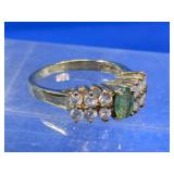(1) Gold over 925 Silver Emerald and CZ Ring