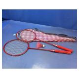 (1) Red Badminton Rackets with Shuttlecock Set