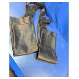 (1) Pair of Black Leather Motorcycle Chaps - S