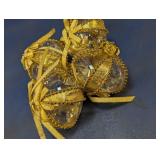 (4) Gold Ribbon Wrapped Plastic Ornaments