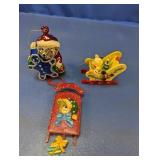 (3) Christmas Bear Figurine Ornaments