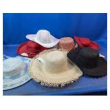 (7) Assorted Straw Sun Hats  Mixed Colors