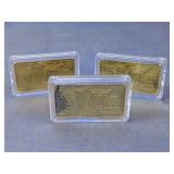 (3) Gold-Tone $100 Replica Bars