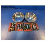(6) Pet Feeding Set with Bowls & Fabric Mats