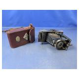 (2) Kodak Folding Camera & Leather Case