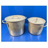 (2) Large Aluminum Stock Pots w/ Lids