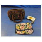(3)Beaded Bag, Floral Pouch & Card Case Lot