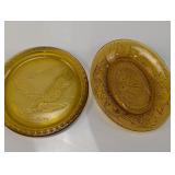 (2) Amber Glass Decorative Plates